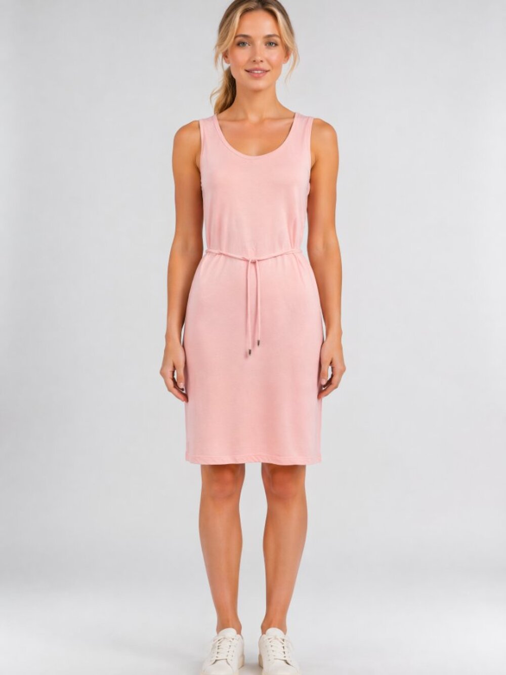 Lole Sleeveless Cute pink stretch wicking summer eco belted dress with tie belt
